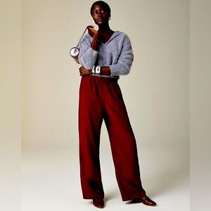 J Crew Stratus Pant in Textured Satin, Burgundy